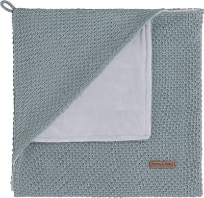Baby's Only Gebreide wikkeldeken - Omslagdoek baby Flavor - Fluweel voering - Stonegreen - 75x75 cm - Geschikt voor drie- en vijfpuntsgordel