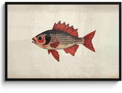 Poster in lijst - Fotolijst 120x80 cm - Posters - Schubben - Rood - Vis - Vinnen - Posterlijst zwart - Decoratie - Wanddecoratie woonkamer - Muurdecoratie slaapkamer