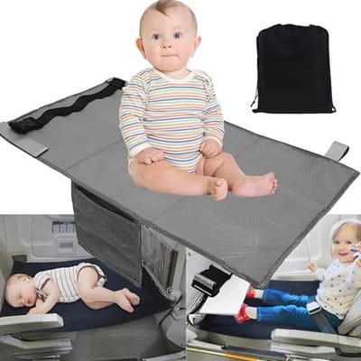Kinder Vliegtuig Voetensteun - Vliegtuig Bed Kinderen - Reizen met Kinderen - Snel en Stil Bevestigbaar - 79x44cm - Grijs