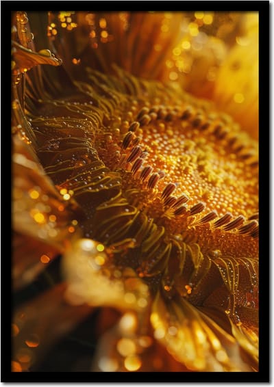 Poster close up van een honingkleurige bloem - 21cm x 30cm a4 - Slaapkamer - Woonkamer - Keuken - vintage - woonkamer - slaapkamer - bloemen posters - goedkoop - muurposter - natuur - wanddecoratie