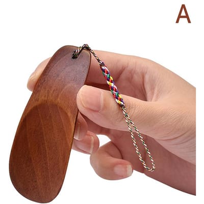 1pc Mini Chausse-pied Bionique en Bois Chausse-pied en Bois Portable Artisanat Long Manche Lève-chaussures Accessoires pour Chaussures brown