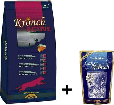 Kronch - Active Adult Hondenvoer + Kronch 100% Zalmsnacks (175 gram) Combideal