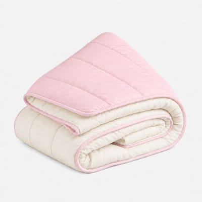 Decoware Dekbed zonder Overtrek 240x220 cm - Solid Color - Roze/Ecru - Hoesloos Dekbed Wasbaar - Microvezel - All Season - Lits-jumeaux