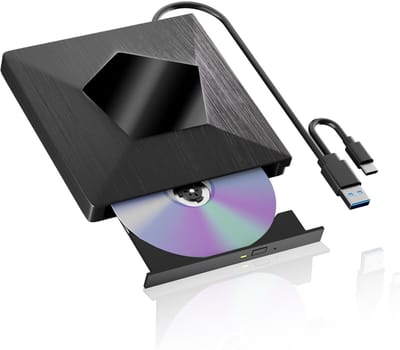 carmdering - Externe DVD Speler - Externe DVD Brander - Optisch Station - USB 3.0 en Type-C, plug-and-play - 8x DVD leessnelheid, 24x CD - ABS behuizing, ultradun en lichtgewicht - Compatibel met Windows, macOS, Linux - 1 stuk