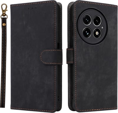 Coverup Hoesje - Geschikt voor OnePlus 13 Hoesje - Coverup Book Case met Koord - Zwart