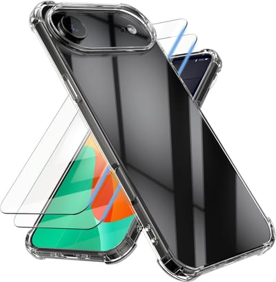 kalibri telefoonhoesje geschikt voor Apple iPhone Air hoesje - Smartphone case met 2x screenprotectors - Mobiele telefoon cover in transparant