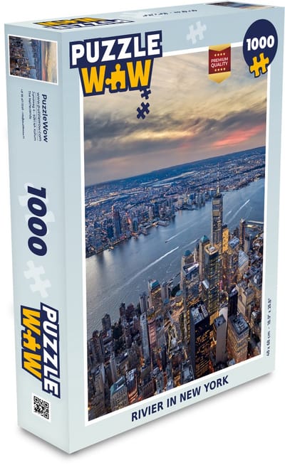 Puzzel New York - Water - Zonsondergang - Legpuzzel - Puzzel 1000 stukjes volwassenen