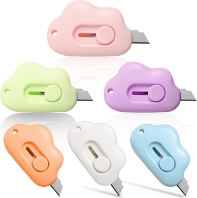 Mini Utility Knife Set - 6 Stuks Cloud Vormige Dozenopener voor Thuis en Kantoor, Ideaal voor Brieven en Pakketten