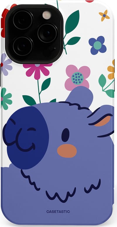 Casetastic Hoesje Geschikt voor Apple iPhone 13 Pro Magsafe - Stijlvolle Beschermende Duo-layer Case - Capibara Bloempje Blauw