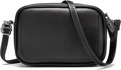 Dames Schoudertas van PU Leer, Kleine Crossbody Tas met Brede Verstelbare Schouderband, Mode Handtas voor Winkelen, Werk en Reizen, Zwart