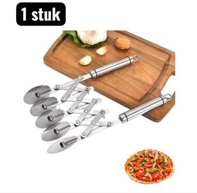 1 stuk - Deegschrapers - RVS Meervoudig Deegwiel - Professionele Snijder voor Pizza - Deeg en Bladerdeeg - Deegmes met handvat - Zilver
