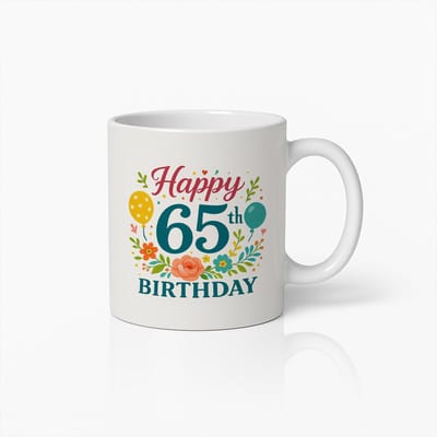 330ml Gelukkige 65ste Verjaardag Mok Bloem Design Feest Koffiebeker