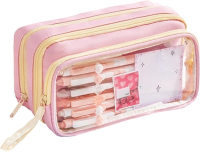 Pennenetui Organizer - Schoolbenodigdheden Tas - Bureau Werk Optimalisatie - Schaalbaar Ontwerp - 22.5 x 12 x 7 cm - Roze