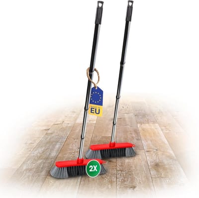 Novaliv set van 2 kunststof kamerbezems 30 cm FIJNE SYNTHETISCHE HAREN veegbezem rood halbezem met steel insteeksteel stevige halbezem met draad voor 22mm bezemstelen spinnenwebbezem kamerbezem Magic Broom
