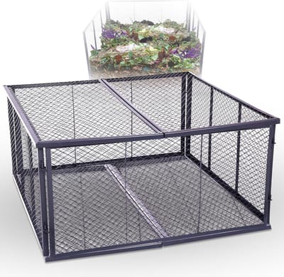 Novatool tuincompostbak metaal 100x100x100 cm + deksel en bodem, met uitbreidbaar plug-in systeem, gepoedercoate metalen compostbak met 1000 liter inhoud, draadcompostbak compostbak gazoncompostbak