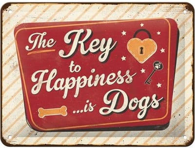 Key to Happiness Metalen wandbord in reliëf 15 x 20 cm.