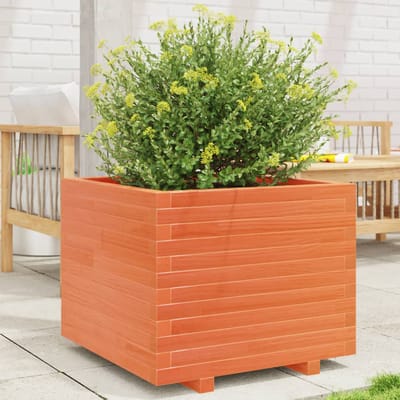 vidaXL - Plantenbak - 60x60x49,5 - cm - massief - grenenhout - wasbruin