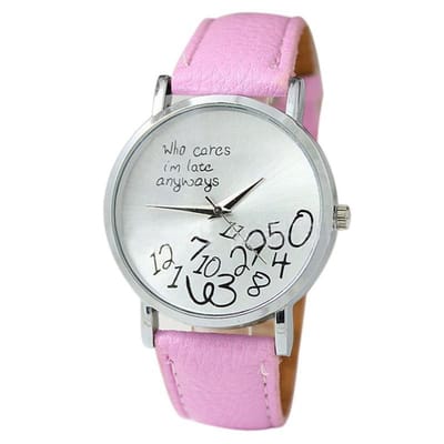 Fako® - Horloge - Who Cares I'm Late Anyways - Roze