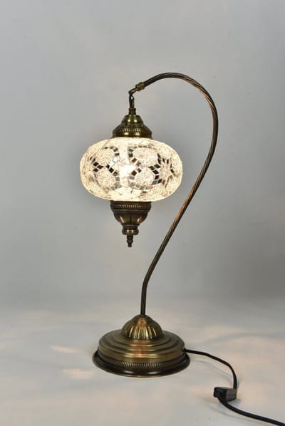 Turkse lamp - handgemaakt nachtlamp - staande lamp 42cm - transparant met oosterse decoratie