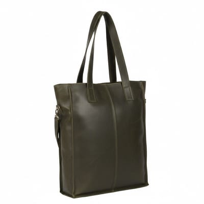 Justified Bags Nynke Lederen Shopper Olijf 13L – Hoogwaardige Business Tas – Werktas – Laptoptas 14 inch – Elegante Schoudertas – Cow Leather