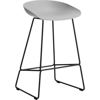 HAY About a Stool AAS 38 - concrete grey 2.0 - zwart - Standaard glijders kunststof - Zithoogte 65 cm