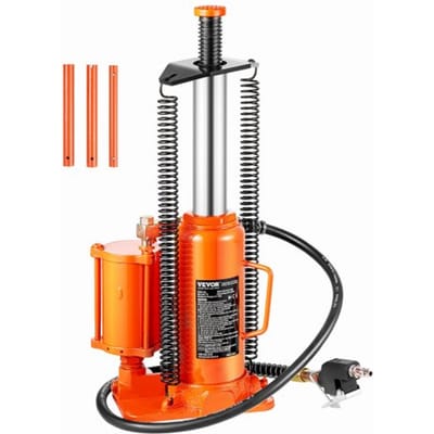 VEVOR lucht-hydraulische fleskrik met een hefvermogen van 12 ton en een hefbereik van 265–505 mm, pneumatisch/handmatig, gelaste fleskrik met pomp voor SUV's, pick-ups en autoreparaties, oranje