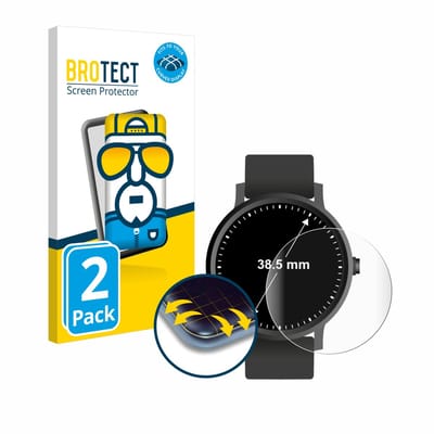 BROTECT - Screenprotector voor Horloges (Rond, ø: 38.5 mm) - Folie Beschermfolie transparant volledig dekking - 2 Stuks