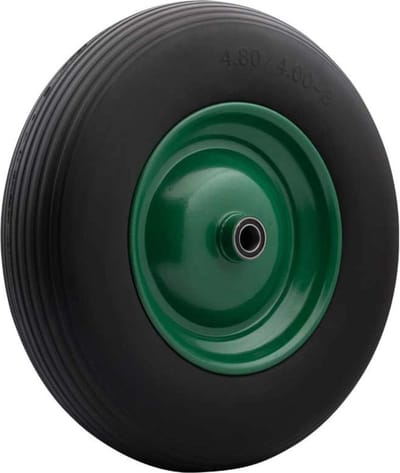Topgear Anti-lek kruiwagenwiel - massief rubber - groene stalen velg - 4.80/4.00-8