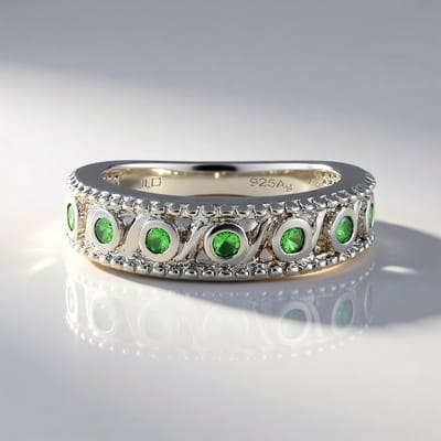 Cavill - Zilveren Ring - 925 Sterling Zilver - 7 Tanzania Tsavorieten 0,252 ct - Ronde Edelstenen - Elegante Ring Dames