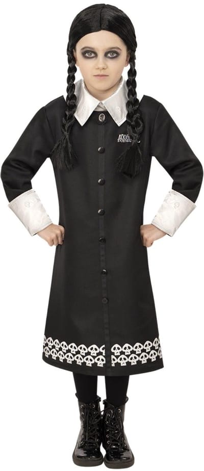 Smiffys Kinder Kostuum -Kids tm 12 jaar- Addams Family Wednesday Zwart