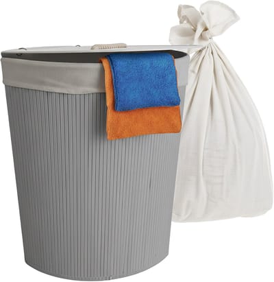 Wasmand opvouwbaar - 80 liter - met waszak - hoekmodel - grijs