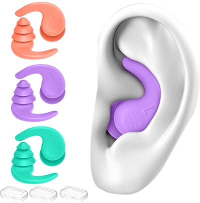 Ynkkvre - Oordoppen - Zwemoordopjes - Waterdichte oordopjes - 3 paar (6 stuks) - Medisch siliconen - Anatomisch ontwerp - Herbruikbaar - Inclusief 3 opbergdoosjes - Voor volwassenen en tieners (14+)