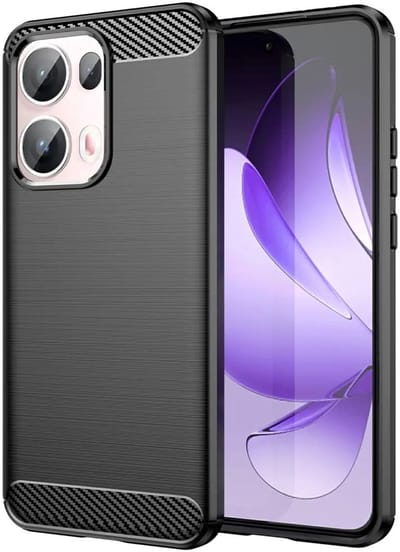 Geborsteld TPU Hoesje Geschikt voor Oppo Reno 13 Pro | Beschermhoes | Back Cover | Flexibel TPU | Stijlvol Carbon | Dun | Zwart