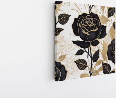 Saammp Canvas Schilderij - Bloemen - Wit - Goud - Abstract - 20x20 - Foto op canvas - Wanddecoratie - Muurdecoratie Woonkamer - Kantoor Decoratie