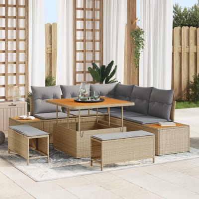 vidaXL - Tuinbank - Set - 8 - st - 7-Aantal - zitplaatsen - Beige - en - Lichtgrijs