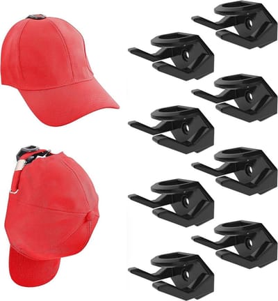 Cap Rack Set Van 8 - Petten Houders Muur - Petten Haakjes - Met Schroeven En Tape - Twee Installatiemethoden - Petten Rek Kapstok - Hat Holder - Petjes Organizer - Dubbele Ophanging - Zwart