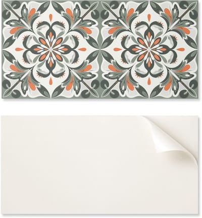 Zelfklevend vinylpaneel met print voor de badkamer, 100x50 cm, bloemenpatroon met bladeren.
