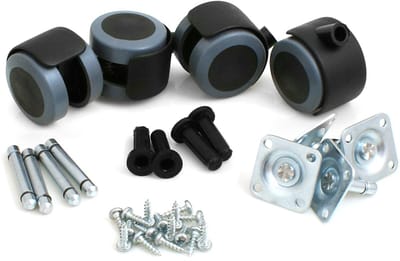 MTTProducts - Rubber Castors - Meubels - Beschermd je vloer - Zwart en Blauw - Vervangwielen - Maximale belasting 30 kg - Geschikt voor hard vloeren