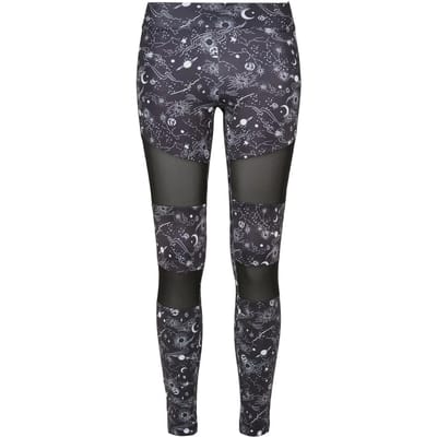 Urban Classics - Tech Mesh AOP blackuniverse Sportlegging - XS - Zwart