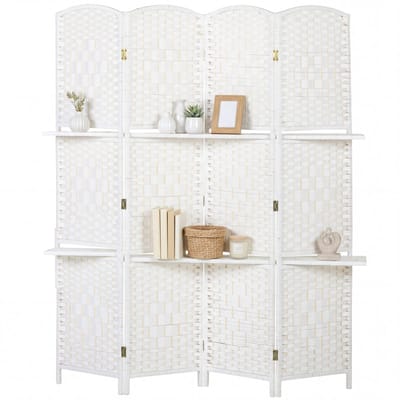 HOMCOM Kamerscherm - Papiervezel - 160x1,6x170cm - Wit