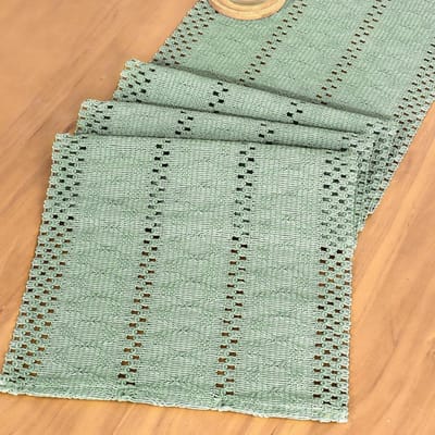 Rustieke macramé tafelloper voor herfstdecoratie, 183 cm geweven jute tafelkleed voor Boheemse keuken en eettafel in saliegroen