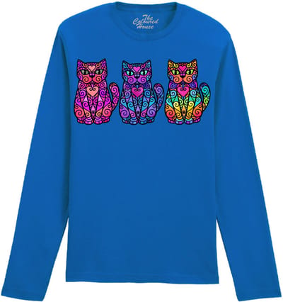 Katten Colorful 3 Cats The Coloured House Longsleeve T-shirt XXL