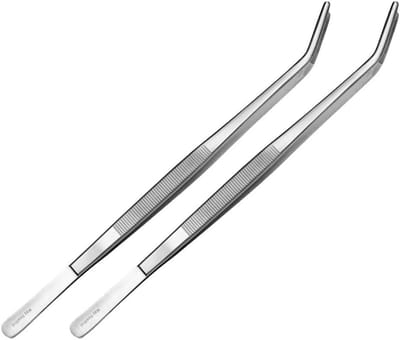 Set van 2 Gebogen Technische Pincetten - 25 cm - Precisie voor Modelbouw en Elektronica