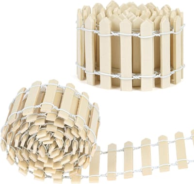 2 Stuks Houten Tuinhekken voor Poppenhuis, Miniatuur Decoratieve Accessoires, Ideaal voor Tuinlandschappen en Speelgoed voor Kinderen