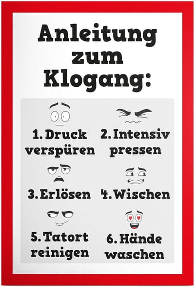Toiletbord Kunststof - WC Schild - Gasten Informeren - Grappige Tekst - 30 x 20 cm - Rood