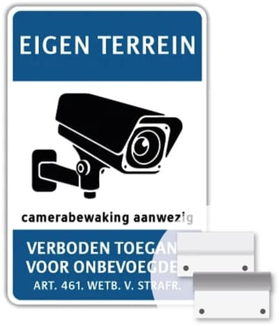 Eigen Terrein - Camerabewaking - Weerbestendig Aluminium - 40x60 cm - Bevestiging: Met muur-/ wandmontage beugels