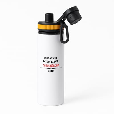 Hacebo® - omdat jij mijn lieve schoonbroer bent waterfles met draaidop oranje - Broer - de liefste broer - verjaardag - cadeautje voor broer - kado - geschenk - water fles - 850ML