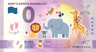 0 Euro biljet Nederland - Baby's eerste bankbiljet KLEUR ROZE