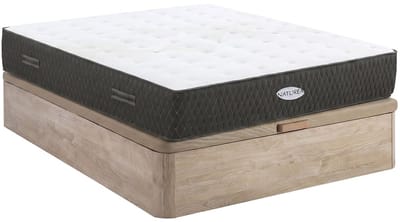 Vente-unique Set 160 x 200 cm bedbodem met opbergruimte naturel licht + matras met pocketveren en Kapokvezel dikte 31 cm - SOREMA van NATUREA