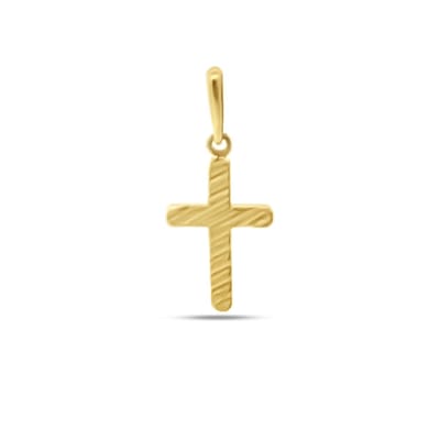 New Bling 9NBSAM-G230306 Gouden Kruis Bewerkt - 12,4x8,1mm - 14 Karaat - Goud